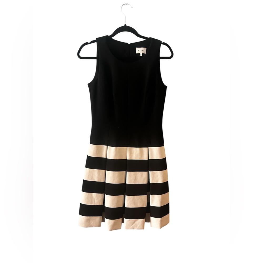 Milly Black and White Striped Midi Dress Sz4